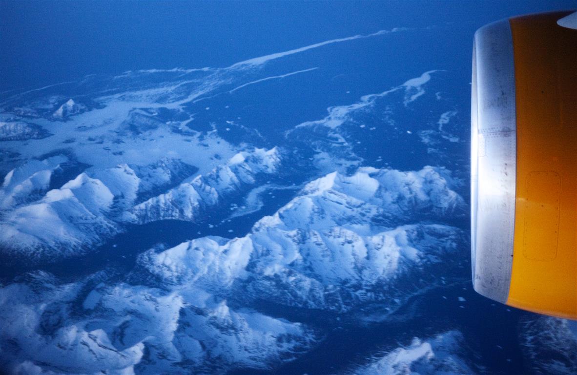 Greenland from 37,000 feet above the ground. 